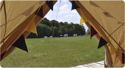 Bell Tent 3 field pitched MAPLE with porch
