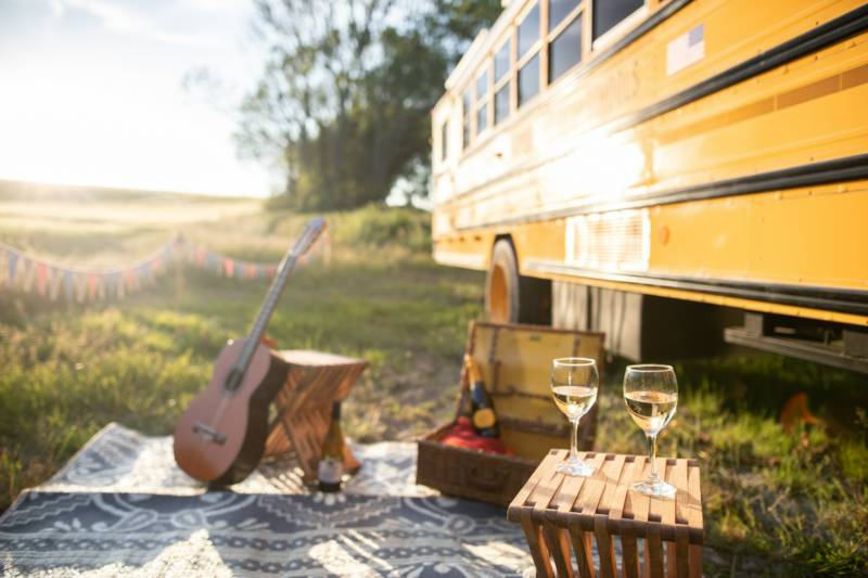 Skoolie Stays American school bus