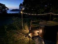 Geodome with wood-fired hot tub