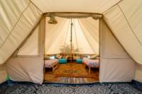 Bell Tent 1 SPINDLE field pitched with porch