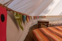 Bell Tent 1 SPINDLE field pitched with porch