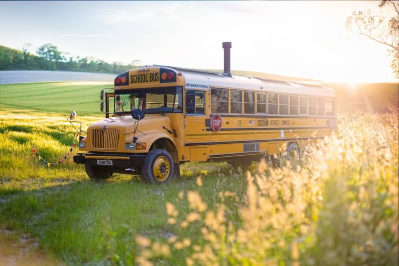 Skoolie Stays American school bus
