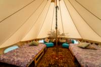 Bell Tent 1 SPINDLE field pitched with porch