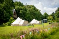 Bell Tent 1 SPINDLE field pitched with porch