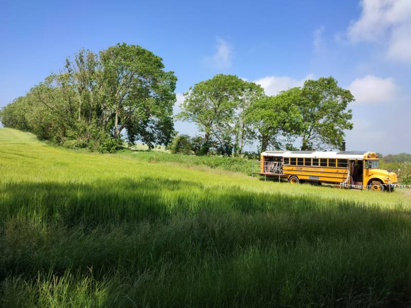 Skoolie Stays American school bus