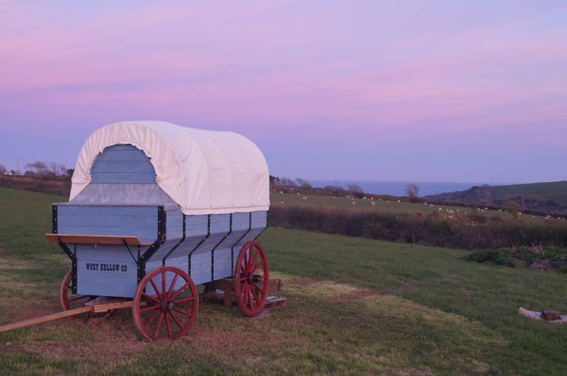 Quirky wagon glamping on a Cornish family farm
