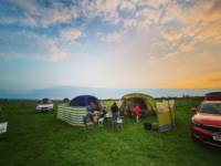 Electric hook up grass camping pitches