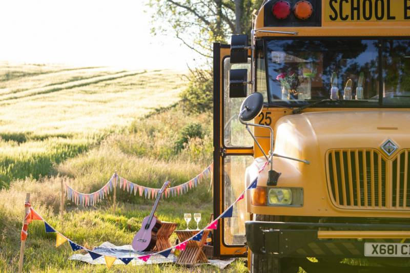 Skoolie Stays American school bus