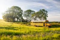 Skoolie Stays American school bus