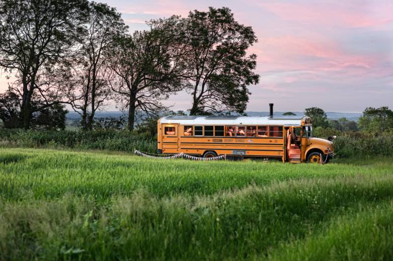 Skoolie Stays American school bus