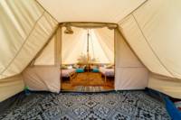 Bell Tent 1 SPINDLE field pitched with porch